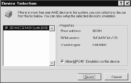 Awe control panel — панель управления ресурсами звуковой карты