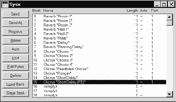 Смена типа реверберации и хоруса при помощи midi-сообщений