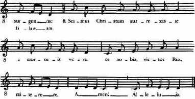 Григорианский хорал. Секвенция «Victimae paschali» (XI в.) - Лад I (дорийский)