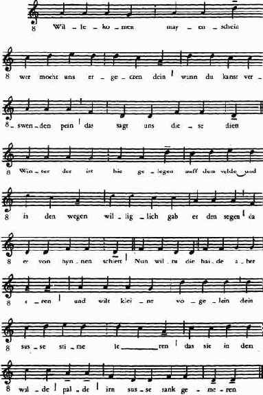 Нейдхарт фон Рейенталь (XIII в.). Minnelied «Willekommen Mayenschein»