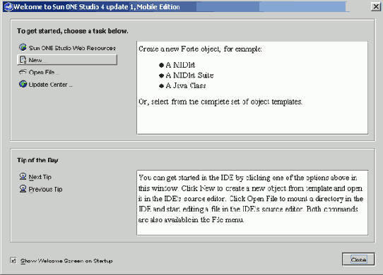 ��������� SUN ONE Studio Mobile Edition