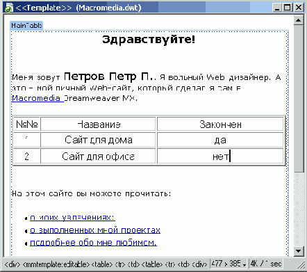 Готовая страница списка проектов Projects htm