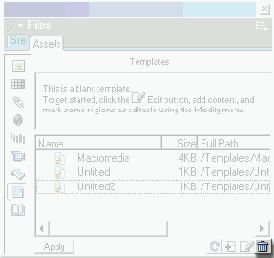Кнопка Delete панели Assets
