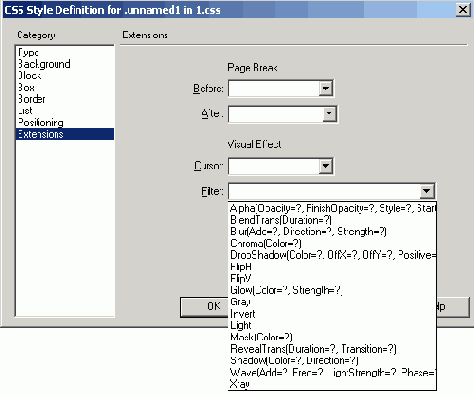 Вкладка Extensions