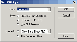 Диалоговое окно New CSS Style