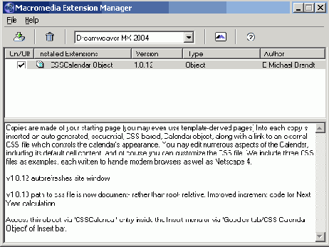 ������������� ���������� Calendar ������ Dreamweaver