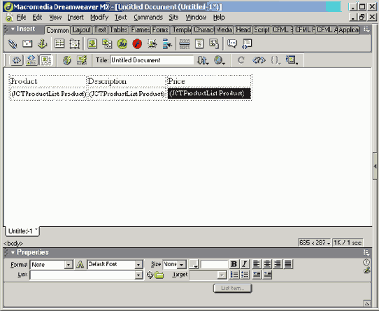 �������� �������� ������������ ������ � Dreamweaver MX