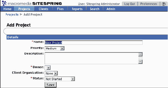 ��������� � ������������� ������ My Projects