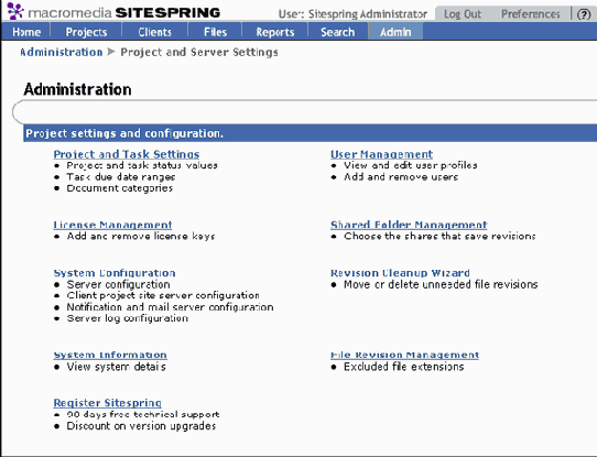 ��������� ������ � Sitespring