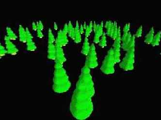 Программа, выводящая на экран лес из уже созданных елок (25 мин)