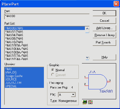 Размещение символов компонентов и электрических цепей