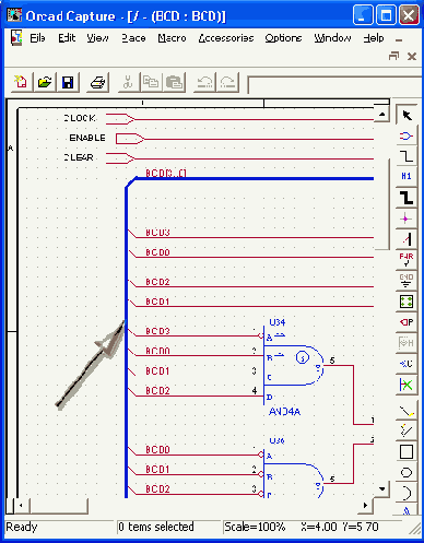 Размещение символов компонентов и электрических цепей
