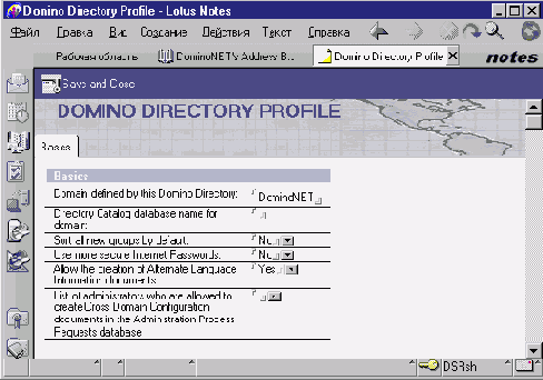 Использование профиля настройки для Domino Directory