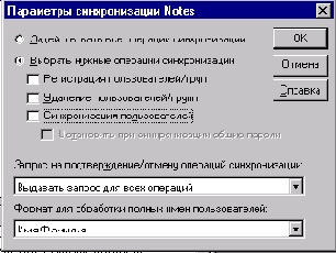 Разрешение операции синхронизации Notes и WindowsNT User Manager
