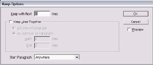 ���������� ���� Keep Options �������������