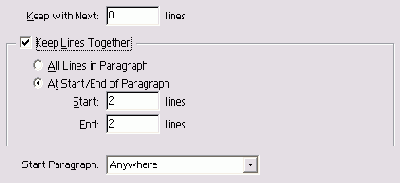 ����������� �������� Keep Lines