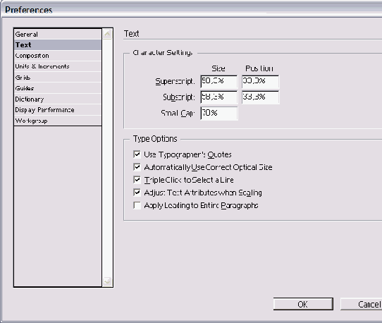 ���������� ���� Preferences � ��������� ���������� Text