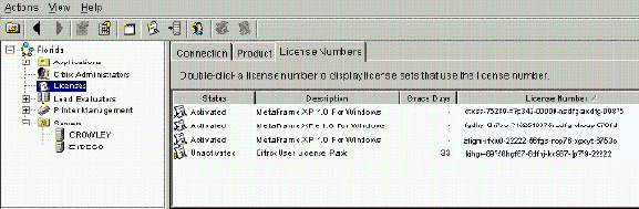 Просмотр лицензий