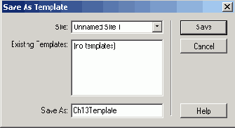 Диалоговое окно для сохранения шаблона