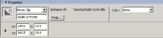Экземпляр клипа Dancing Dude Controller