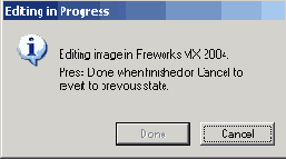 После запуска Fireworks из FreeHand