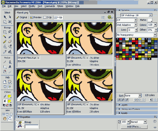 При уменьшении палитры цветов
