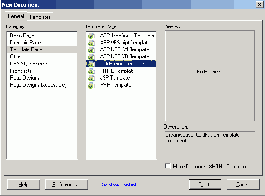 В списке шаблонов диалогового