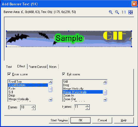 ����� �������� � ���� Add Banner Text