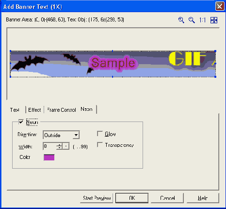 ����� ���������� ����� � ���� Add Banner Text