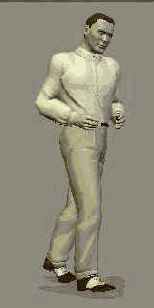 в позе человека идущего на