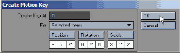 � ���� Create Motion Key ����� ��������� ����������� ��������� ��� �������� �������� �����