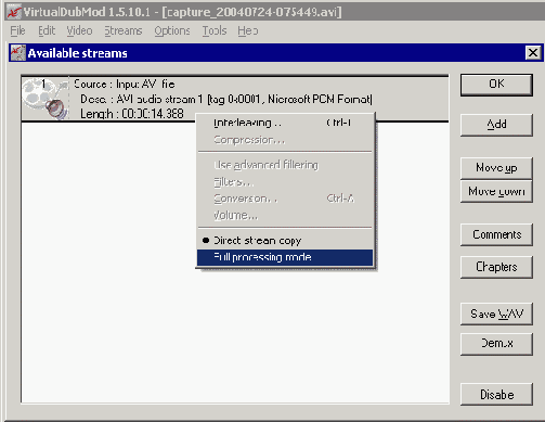 VirtualDub: сведение видео и звука (muxing)