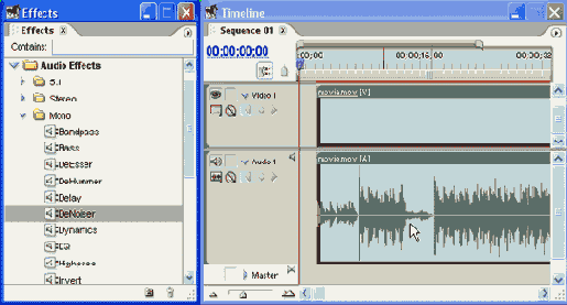 Назначение эффекта клипу