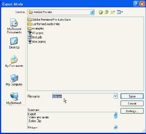 Экспорт видеофильма