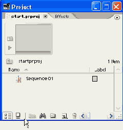 Панель инструментов окна Project