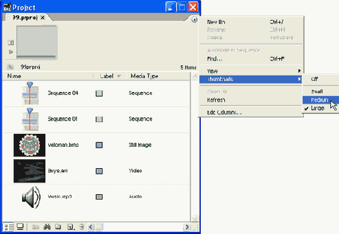 Миниатюры клипов