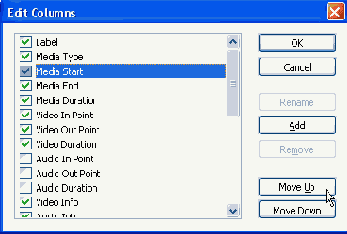 Вид списка окна Project