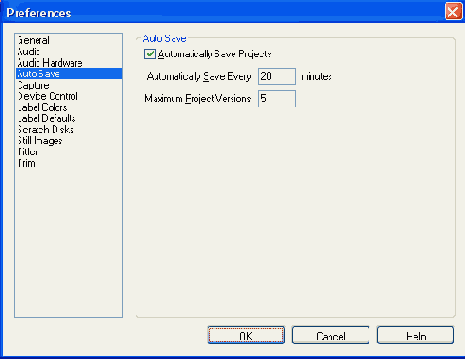 Автосохранение проекта
