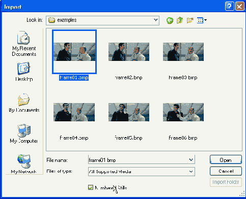 Импорт недавних клипов