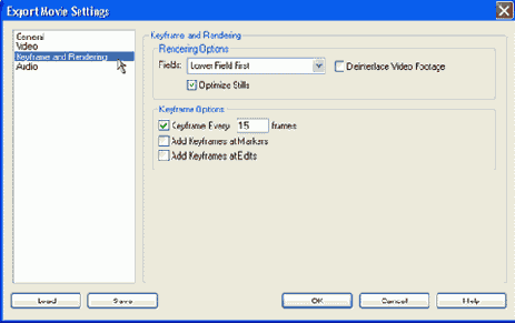 Установки ключевого кадра и рендеринга — Keyframe and Rendering