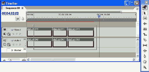 Выделение группы клипов