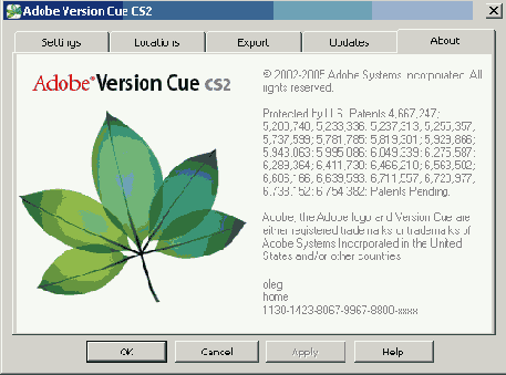 ������� ������������ ��������� Version Cue 