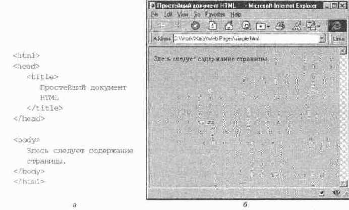 ���������� �������� HTML (�) � ��� ��� � �������� (�)