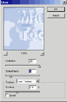 �������� ������� Filter > Distort (�������� �����) > Glass (������)