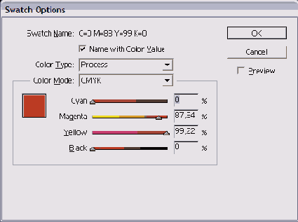 ������ ������� ������ �������� ��� � ���������� ���� Swatch Options
