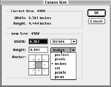 Команда Canvas Size (Размер холста)