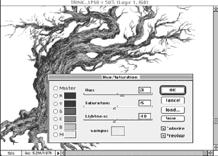 Изолирование и усиление выразительности рисунка дерева