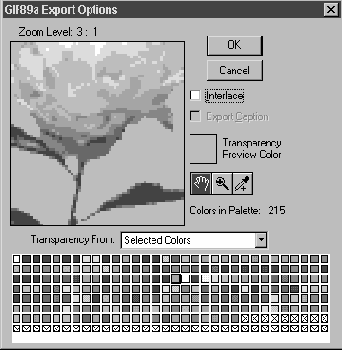 Использование палитры с настройкой растра