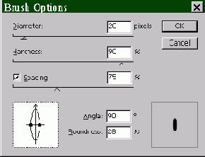 и тащите кисть горизонтально вдоль