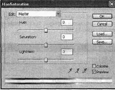 Настройки оттенка и насыщенности изображения